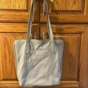 Tommy Bahama Genuine Leather Lido Key Shoulder Tote Gray